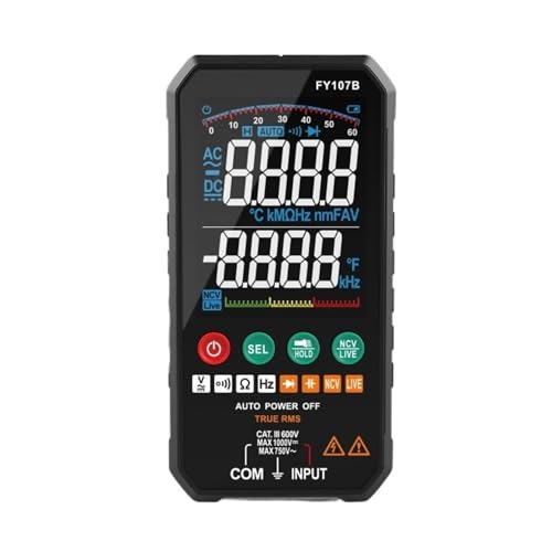 Professionelles Hochpräzises 6000 Counts 1000 V AC DC Digitalmultimeter Ohm Hz NCV Live ℃ ΜF Duty Multimetro Spannungsmessgerät Genau Messen(FY107B) von ZGJIAJU