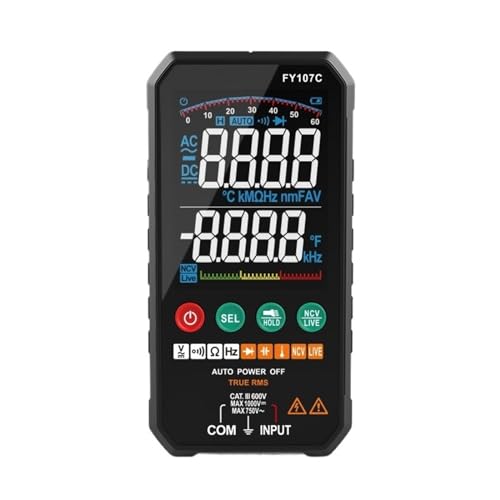 Professionelles Hochpräzises 6000 Counts 1000 V AC DC Digitalmultimeter Ohm Hz NCV Live ℃ ΜF Duty Multimetro Spannungsmessgerät Genau Messen(FY107C) von ZGJIAJU