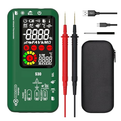 S30 USB-Lade-LCD-Farbbildschirm Digitalmultimeter Infrarot-Thermometer True RMS 15V Diode AC DC Spannung Stromtester Genau Messen(Green S30) von ZGJIAJU