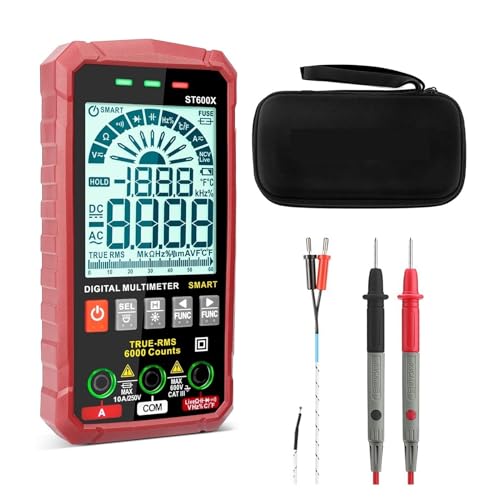 ST600X Ture RMS Digital Multimeter Auto Range NCV Intelligente Multimetro Tester AC DC Spannung Kapazität Ohm Hz Meter Genau Messen(ST600X-Red) von ZGJIAJU