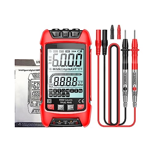 Smart Digital Multimeter 6000 Zählt True RMS Auto Elektrische Kapazität Meter Temperatur Widerstand Transistor Tester Genau Messen(201 red) von ZGJIAJU