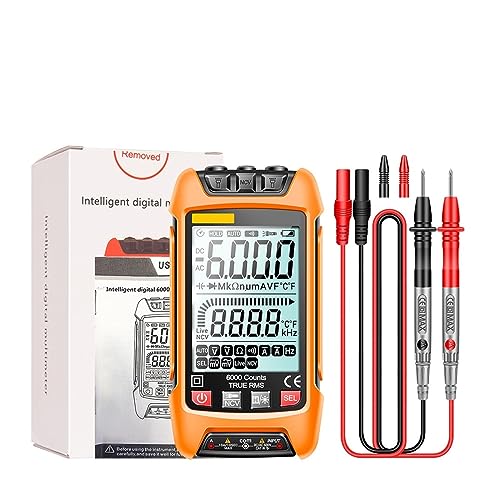Smart Digital Multimeter 6000 Zählt True RMS Auto Elektrische Kapazität Meter Temperatur Widerstand Transistor Tester Genau Messen(SZ01 orange) von ZGJIAJU