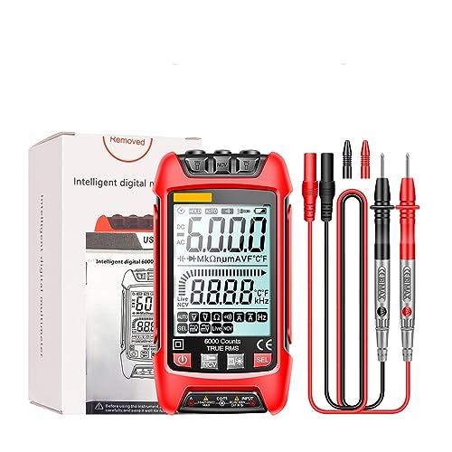 Smart Digital Multimeter 6000 Zählt True RMS Auto Elektrische Kapazität Meter Temperatur Widerstand Transistor Tester Genau Messen(SZ01 red) von ZGJIAJU