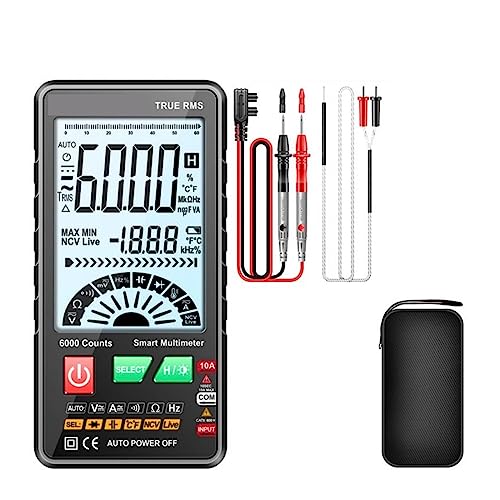 Smart Digital Multimeter Touchscreen Multimetro Tester Transistor 6000 Zählt True RMS Auto Range DC/AC 10A Messgerät Genau Messen(Black) von ZGJIAJU