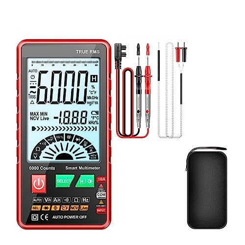 Smart Digital Multimeter Touchscreen Multimetro Tester Transistor 6000 Zählt True RMS Auto Range DC/AC 10A Messgerät Genau Messen(Red) von ZGJIAJU