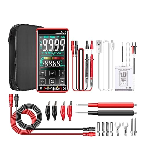 Smart Digital Multimeter Touchscreen Multimetro Tester Transistor 9999 Zählt True RMS Auto Range DC/AC 10A Messgerät Genau Messen(621A Red PRO) von ZGJIAJU
