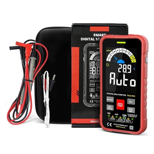 Smart Multimeter 9999 Zählt TRUE RMS Digital Smart Auto Range 1000V 10A Tester Meter Ohm Kapazität REL True RMS AC DC DMM Genau Messen(Red) von ZGJIAJU