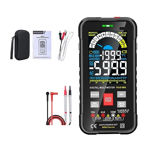 Smart Multimeter Auto Range 1000V 10A Digitaler Kapazitätstester True RMS REL Ohm AC DC Spannungsmesser Multimetro Genau Messen(BLACK) von ZGJIAJU
