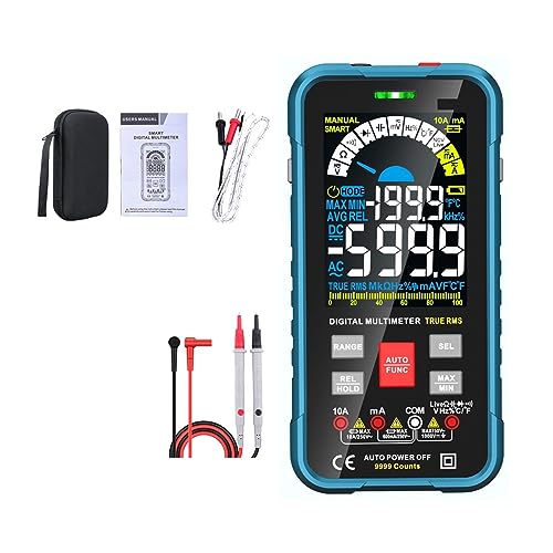Smart Multimeter Auto Range 1000V 10A Digitaler Kapazitätstester True RMS REL Ohm AC DC Spannungsmesser Multimetro Genau Messen(BLUE) von ZGJIAJU