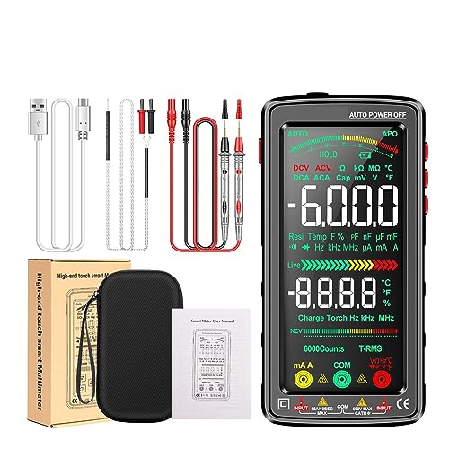Wiederaufladbares Digital-Multimeter, Professioneller Spannungsprüfer, AC/DC-Spannungsmesser, Touchscreen, Stromtester, Elektriker-Werkzeuge Genau Messen(682 black) von ZGJIAJU
