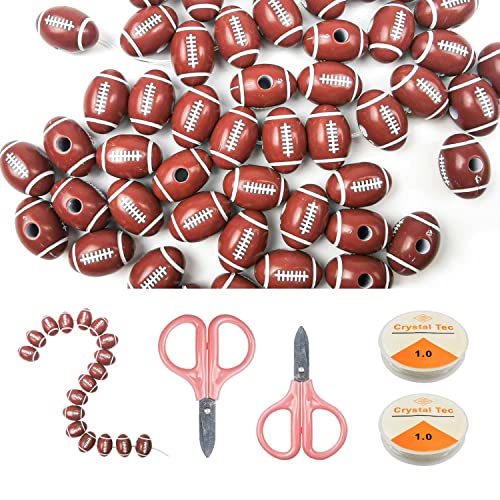 ZGQHZR 150 Stück Sportperlen mit 2 elastischen Kristallschnur, 2 Scheren für Schmuckherstellung, American Football ZGQHZR 150 Stück Sportperlen mit 2 elastischen Kristallschnur, 2 Scheren für Schmuckherstellung, American Football von ZGQHZR