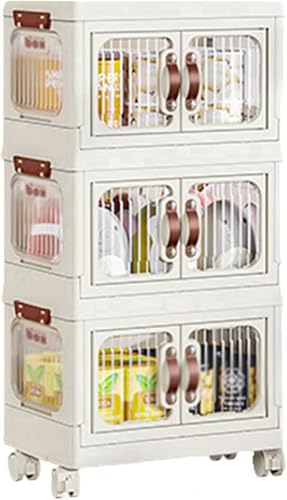 ZGSSOPTU Aufbewahrungsbehälter aus Kunststoff, groß, faltbar, stapelbar, mit Türen, Schrank-Organizer und Schublade (65 x 40,5 x 110 cm) von ZGSSOPTU