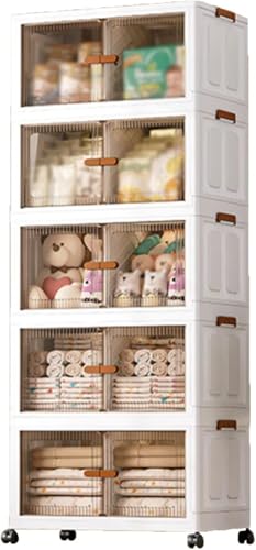ZGSSOPTU Aufbewahrungsbehälter aus Kunststoff, stapelbar, für faltbare Box mit Deckel, Schrank-Organizer und Faltboxen für Zuhause (50 x 30 x 140,7 cm) von ZGSSOPTU