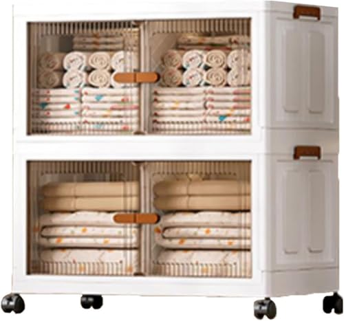 ZGSSOPTU Aufbewahrungsbehälter aus Kunststoff, stapelbar, für faltbare Box mit Deckel, Schrank-Organizer und Faltboxen für Zuhause (50 x 30 x 60 cm) von ZGSSOPTU