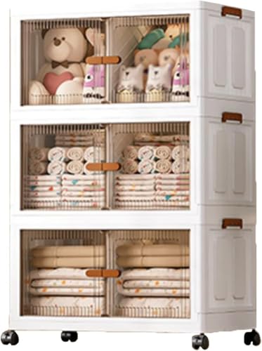 ZGSSOPTU Aufbewahrungsbehälter mit Deckel, Schrank-Organizer und Behälter, Box Rollen für Spielzeug, Kleidung, Boxen, Wohnzimmer (65 x 40 x 111,5 cm) von ZGSSOPTU