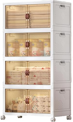 ZGSSOPTU Aufbewahrungsbehälter mit Deckel, stapelbarer Kunststoffbehälter, faltbarer Schrank-Organizer und (50 x 32 x 112,2 cm) von ZGSSOPTU