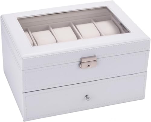 ZGSSOPTU Aufbewahrungsbox für Uhren, Doppelschublade, Schmuckbox, Armband-Sammlung, Uhrenbox, Ring, Schmuckschatulle (weiß) von ZGSSOPTU