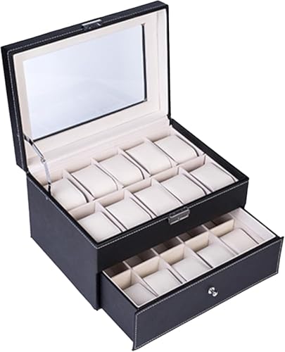 ZGSSOPTU Aufbewahrungsbox für Uhren, Doppelschublade, Schmuckkästchen, Armband-Sammlung, Uhrenbox, Ring, Schmuckschatulle (schwarz) von ZGSSOPTU
