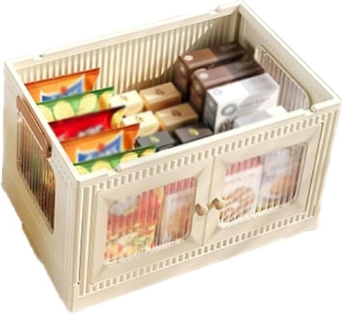 ZGSSOPTU Große Aufbewahrungsbehälter mit Deckel, stapelbar, zusammenklappbare Schrankrollen, faltbare Box für Zuhause, Wohnheim, Snacks, (46 x 27 x 27 cm) von ZGSSOPTU