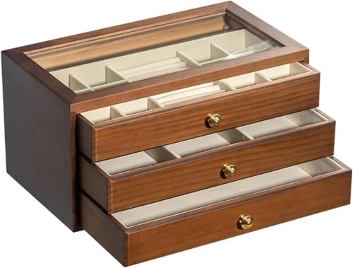 ZGSSOPTU Holz-Schmuckschatulle, Aufbewahrungsbox, Organizer, Schublade, Ring, Armband, Uhr, Halskette, Ohrringe ZGSSOPTU Holz-Schmuckschatulle, Aufbewahrungsbox, Organizer, Schublade, Ring, Armband, Uhr, Halskette, Ohrringe von ZGSSOPTU