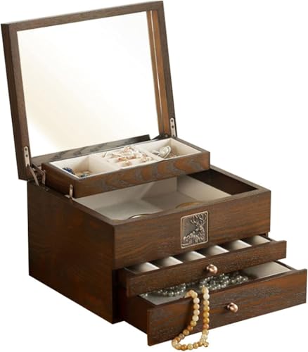 ZGSSOPTU Make-up-Organizer, luxuriöse Holz-Schmuckschatulle, Samt, für Halsketten, Ringe, Ohrringe, Uhren ZGSSOPTU Make-up-Organizer, luxuriöse Holz-Schmuckschatulle, Samt, für Halsketten, Ringe, Ohrringe, Uhren von ZGSSOPTU