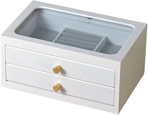 ZGSSOPTU Schmuck-Organizer-Box, Retro-Holz-Schubladenbox, Doppel-/Dreifach-Aufbewahrungsbox für Ringe, Ohrringe, Halsketten, Armbänder, integrierte Beflockung, 11,81 (2) von ZGSSOPTU