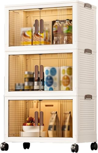 ZGSSOPTU Schrank-Organizer und Aufbewahrung, Faltboxen, Behälter mit Deckel, Kunststoff, faltbare Box, stapelbare Behälter für Zuhause, Küche (50 x 30,5 x 83 cm) von ZGSSOPTU