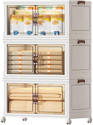 ZGSSOPTU Schrank-Organizer und Aufbewahrung, Mülleimer mit Deckel, faltbare Türen und Räder, doppelte Öffnung, Organizer für Heimbüro (65 x 42 x 110,5 cm) von ZGSSOPTU