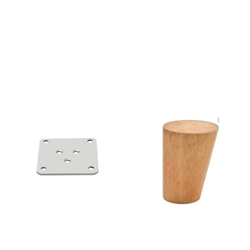 ZGXNYI 8-60 cm runde Möbelbeine aus Holz, natürliches Massivholz, Ersatztischfüße, Schrankbett-Sofabein mit Edelstahlplatten(Slant 8cm) von ZGXNYI