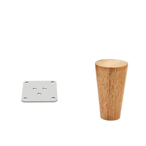 ZGXNYI 8-60 cm runde Möbelbeine aus Holz, natürliches Massivholz, Ersatztischfüße, Schrankbett-Sofabein mit Edelstahlplatten(Vertical 10cm) von ZGXNYI