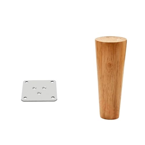 ZGXNYI 8-60 cm runde Möbelbeine aus Holz, natürliches Massivholz, Ersatztischfüße, Schrankbett-Sofabein mit Edelstahlplatten(Vertical 15cm) von ZGXNYI