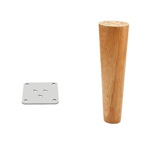 ZGXNYI 8-60 cm runde Möbelbeine aus Holz, natürliches Massivholz, Ersatztischfüße, Schrankbett-Sofabein mit Edelstahlplatten(Vertical 18cm) von ZGXNYI