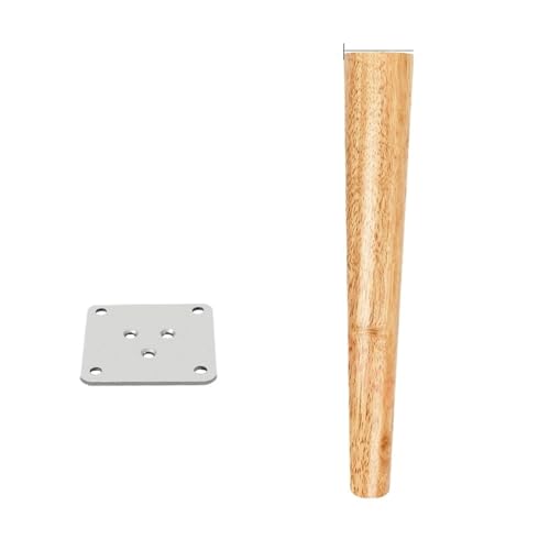 ZGXNYI 8-60 cm runde Möbelbeine aus Holz, natürliches Massivholz, Ersatztischfüße, Schrankbett-Sofabein mit Edelstahlplatten(Vertical 40cm) von ZGXNYI