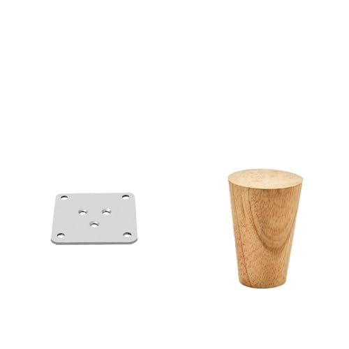 ZGXNYI 8-60 cm runde Möbelbeine aus Holz, natürliches Massivholz, Ersatztischfüße, Schrankbett-Sofabein mit Edelstahlplatten(Vertical 8cm) von ZGXNYI