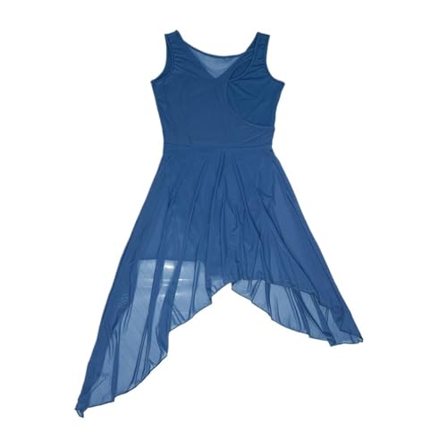 ZGXNYI Ärmelloses Ballett-Tutu-Kleid for Erwachsene, Gymnastik-Trikots for Frauen, Ballett-Netzstoff, lyrischer Tanz, Kostüm, zeitgenössische Tanzbekleidung(Deep Blue,S) von ZGXNYI