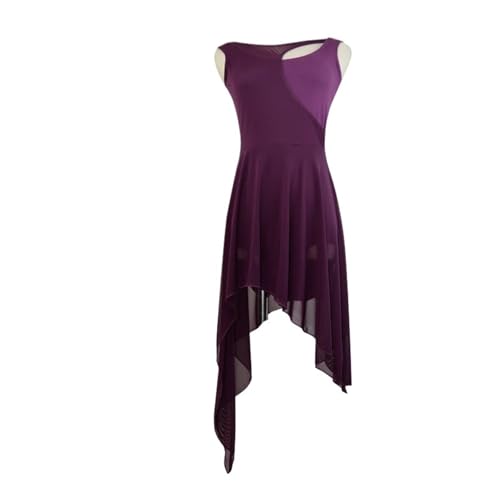 ZGXNYI Ärmelloses Ballett-Tutu-Kleid for Erwachsene, Gymnastik-Trikots for Frauen, Ballett-Netzstoff, lyrischer Tanz, Kostüm, zeitgenössische Tanzbekleidung(Deep Purple,L) von ZGXNYI