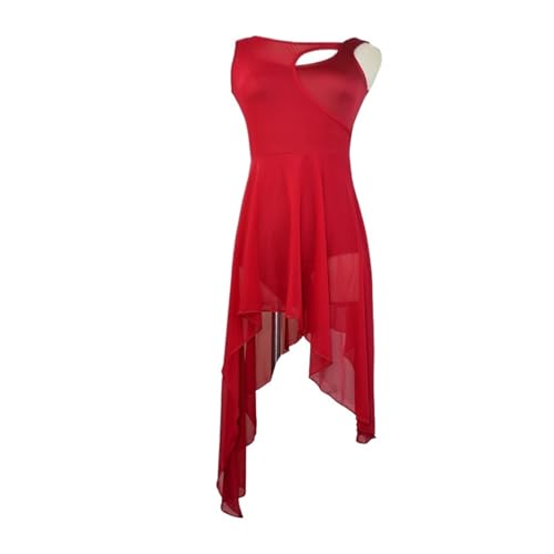 ZGXNYI Ärmelloses Ballett-Tutu-Kleid for Erwachsene, Gymnastik-Trikots for Frauen, Ballett-Netzstoff, lyrischer Tanz, Kostüm, zeitgenössische Tanzbekleidung(Jujube red,M) von ZGXNYI