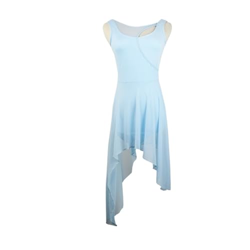 ZGXNYI Ärmelloses Ballett-Tutu-Kleid for Erwachsene, Gymnastik-Trikots for Frauen, Ballett-Netzstoff, lyrischer Tanz, Kostüm, zeitgenössische Tanzbekleidung(Light Blue,L) von ZGXNYI