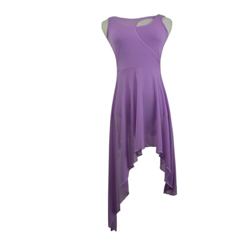 ZGXNYI Ärmelloses Ballett-Tutu-Kleid for Erwachsene, Gymnastik-Trikots for Frauen, Ballett-Netzstoff, lyrischer Tanz, Kostüm, zeitgenössische Tanzbekleidung(Pale Purple,S) von ZGXNYI
