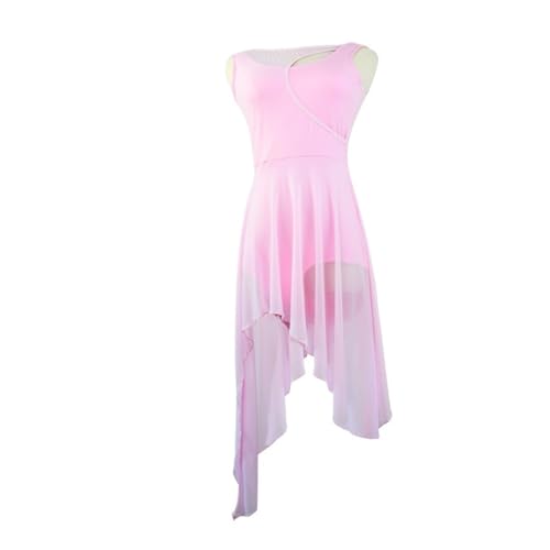 ZGXNYI Ärmelloses Ballett-Tutu-Kleid for Erwachsene, Gymnastik-Trikots for Frauen, Ballett-Netzstoff, lyrischer Tanz, Kostüm, zeitgenössische Tanzbekleidung(Pink,S) von ZGXNYI