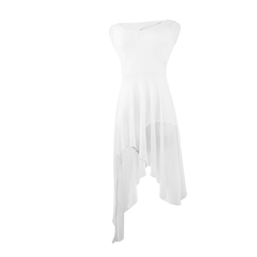 ZGXNYI Ärmelloses Ballett-Tutu-Kleid for Erwachsene, Gymnastik-Trikots for Frauen, Ballett-Netzstoff, lyrischer Tanz, Kostüm, zeitgenössische Tanzbekleidung(White,M) von ZGXNYI