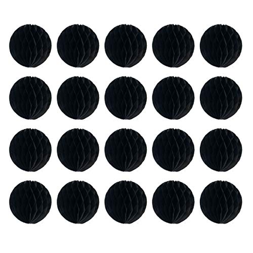 20 Stück Wabenblumenkugeln Party Wabenbälle Dekoration Papierblumenkugeln Seidenpapier Blumenbälle Pom Poms Ball für Babyparty, Geburtstag, Hochzeit, Heimdekoration (15,2 cm, schwarz) von ZGjoy