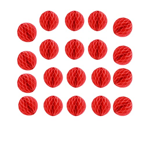 Wabenblumenkugeln – Party-Dekoration, Papierblumenkugeln, Seidenpapier, Pompons für Babyparty, Geburtstag, Hochzeit, Heimdekoration (7,6 cm, rot), 20 Stück von ZGjoy