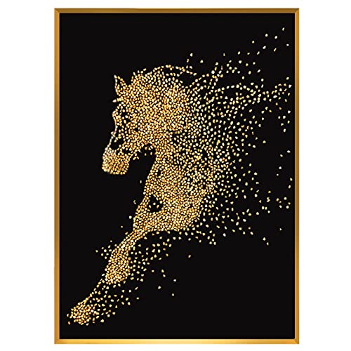 ZGmaxCL 5D Diamanten Gemälde Set Puzzles DIY Diamant Malerei Kit Erwachsene Kinder Groß Goldenes Pferd Wohnzimmer Dekoration 70x40cm von ZGmaxCL
