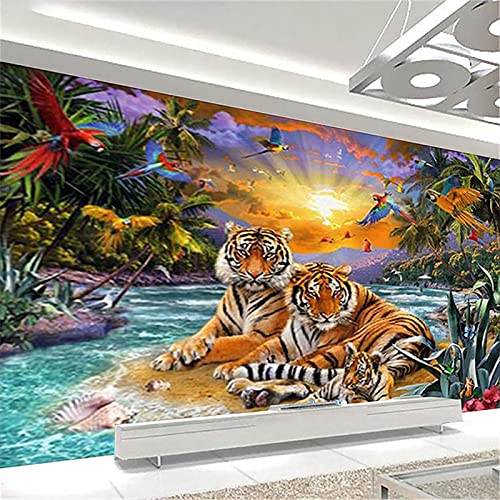 ZGmaxCL 5D Diamanten Gemälde Set Puzzles DIY Diamant Mosaikherstellung Erwachsene Kinder Full Groß Tiger und Wald Wanddekoration 110x60cm von ZGmaxCL