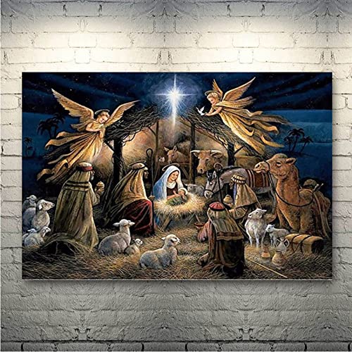 ZGmaxCL DIY 5D Diamond Painting Set Puzzles Stickerei Strass Diamant Malerei Erwachsene Kinder Full Groß Jesus wurde geboren Wohnzimmer Wanddekor 90x50cm von ZGmaxCL