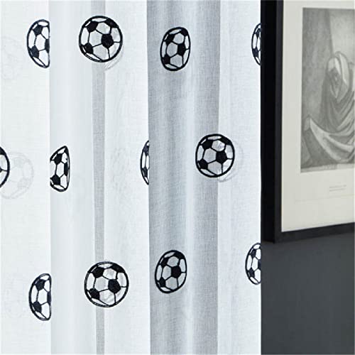 Voile Vorhang Transparent Gardinetransparenter Vorhang Stickerei Fußball Tüll Tüll Weißer Tüll Vorhang,A-1（1Pcs）,W39In*H51In von ZHANGXIANG