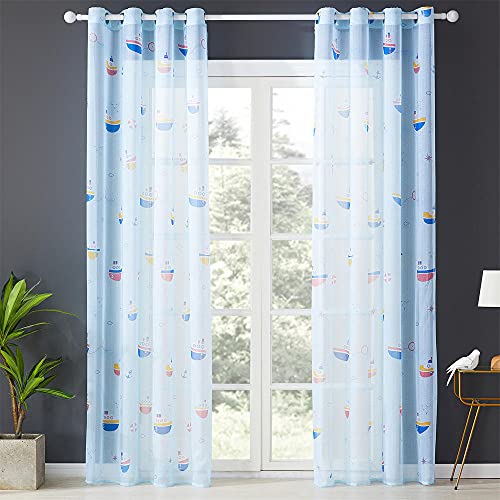 ZHANGXIANG Gardinen Blackout Vorhänge Für Cartoons Für Wohnzimmer Schlafzimmer Natur Pirat Noch Tüll Vorhänge Kinderzimmer Für Kinder Fensterbehandlung Zelte-Hellblauer Chiffon_1 Stück W150Xh250Cm. von ZHANGXIANG