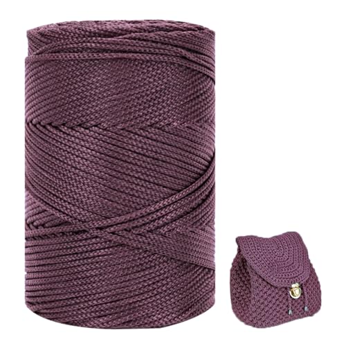 ZHANGXIAOMIN Polyester Garn 3mm X 225m，Makramee Garn 3mm，Makramee Band，Polypropylene Yarn，Geflochten Makramee Schnur Farbig，garn Zum Häkeln Für Stricken，Dekoration DIY Handwerk (Gummi rot) von ZHANGXIAOMIN