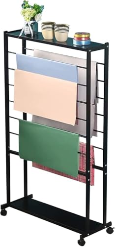 ZHANGshouf Doppelseitiger Rollständer mit 7 Ebenen und Rädern, an der Wand montierbarer Organizer für Blumenläden, Aufbewahrung von Geschenkpapier, Bändern und Schals von ZHANGshouf
